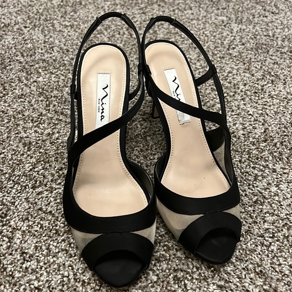 Nina mesh and satin heels